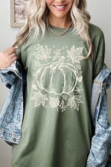 5000P-E3162 Fall Pumpkin Graphic Plus Heavy Cotton Tee $12.75