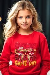 UL180B-E3091Z Red Yellow Football Game Day Bow Kids Sweatshirt $20