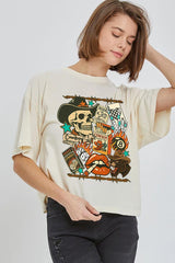 CTS-E3096 Vintage Western Collage Graphic Relaxed Crop Top $11