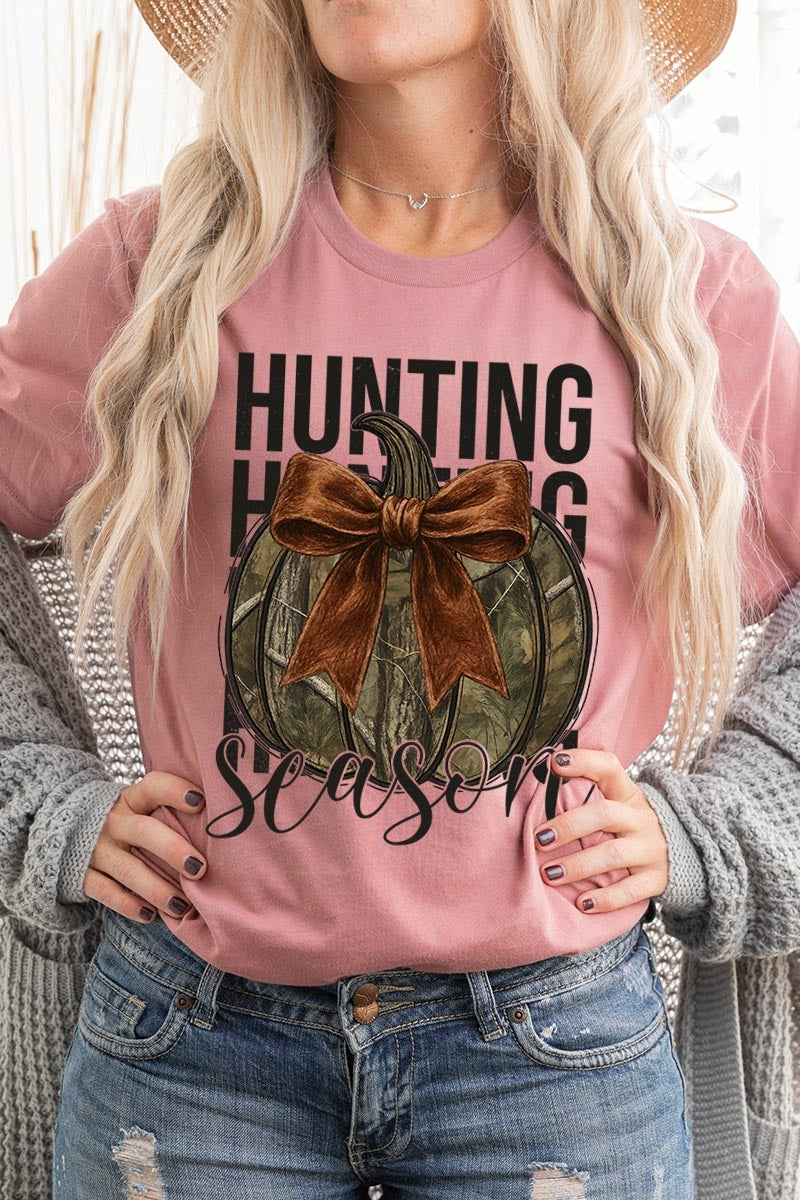 US3001P-E3190 Hunting Pumpkin Bow Graphic Plus Tee $16