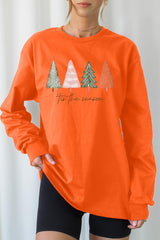 UL240-E3218 Rustic Christmas Trees Graphic Long Sleeve Tee $13.75