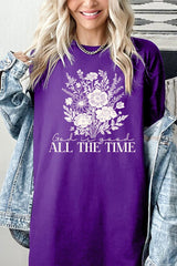 5000-E3116 God Is Good Floral Graphic Heavy Cotton Tee $9