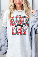 5000-E3126 Red Gingham Game Day Graphic Heavy Cotton Tee $9
