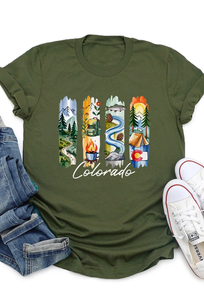 US3001-E3061CO Colorado State Brushstroke Graphic Tee $12.5