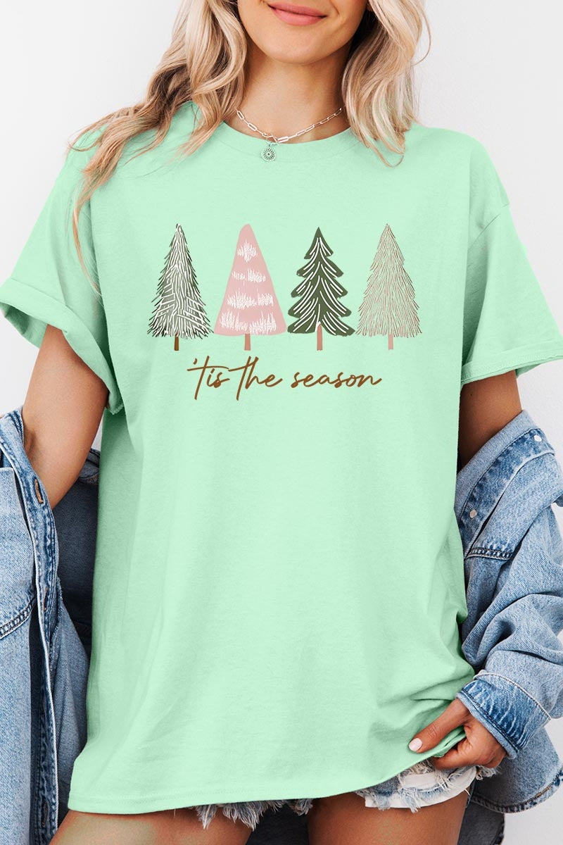 5000-E3218 Rustic Christmas Trees Graphic Heavy Cotton Tee $9