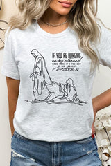 US3001-E3075 If Youu2019re Hanging On Faith Line Art Graphic Tee $12.5