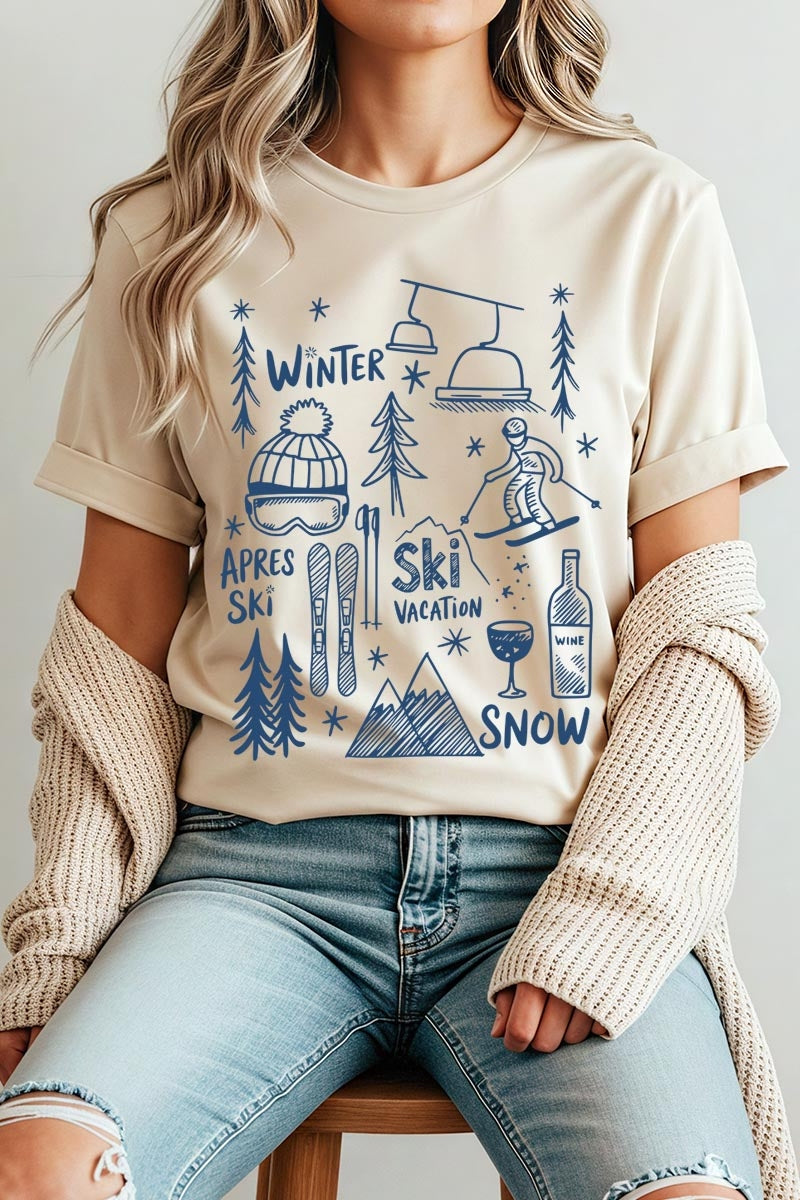 US3001P-E3188 Ski Doodle Graphic Plus Tee $16