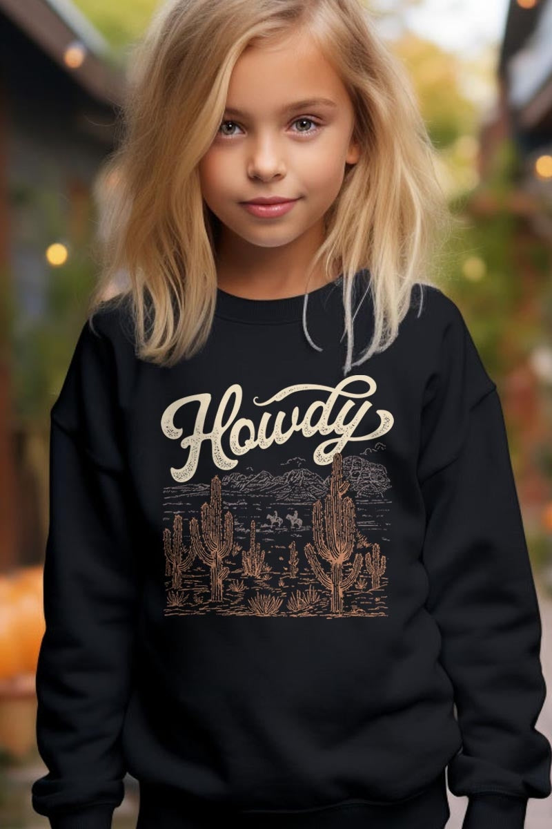UL180B-E3095Z Howdy Desert Western Kids Graphic Sweatshirt $20
