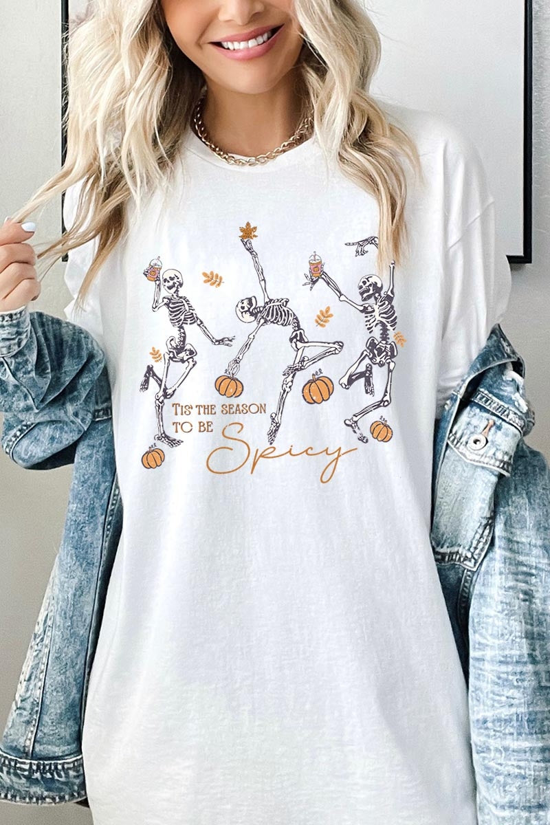 5000-E3123 Halloween Skeleton Graphic Heavy Cotton Tee $9