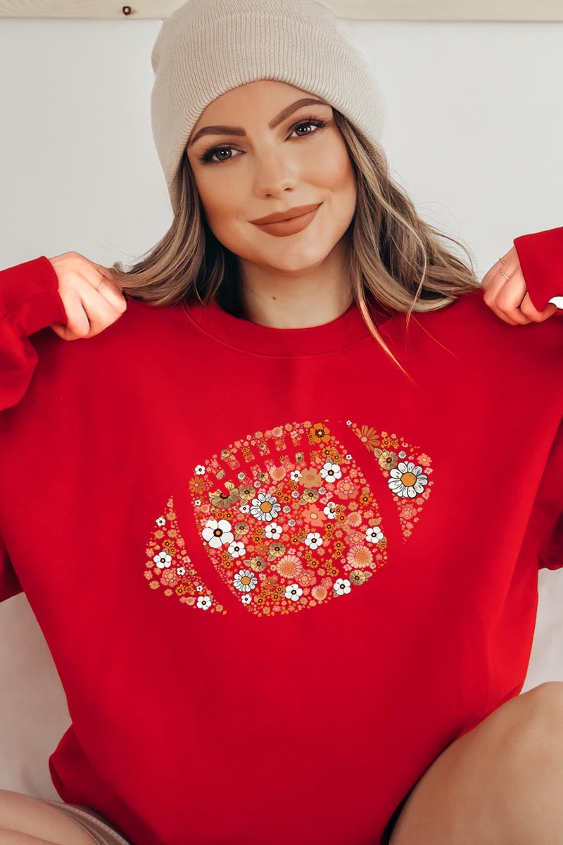 UL180P-E3133 Floral Football Graphic Plus Sweatshirt $25