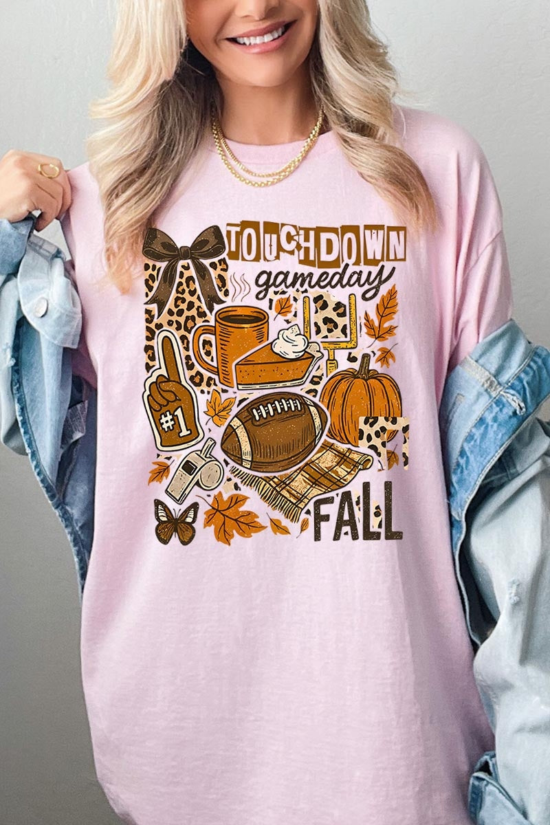 5000P-E3134 Fall Football Collage Plus Heavy Cotton Tee $12.75