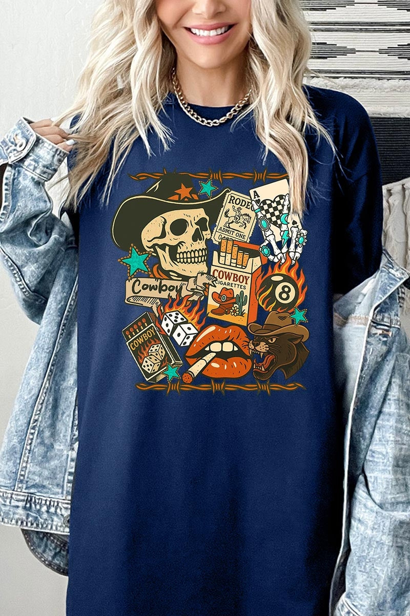 5000P-E3096 Vintage Western Collage Plus Heavy Cotton Tee $12.75