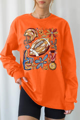 UL240P-E3072 Retro Floral Football Graphic Plus Long Sleeve Tee $17
