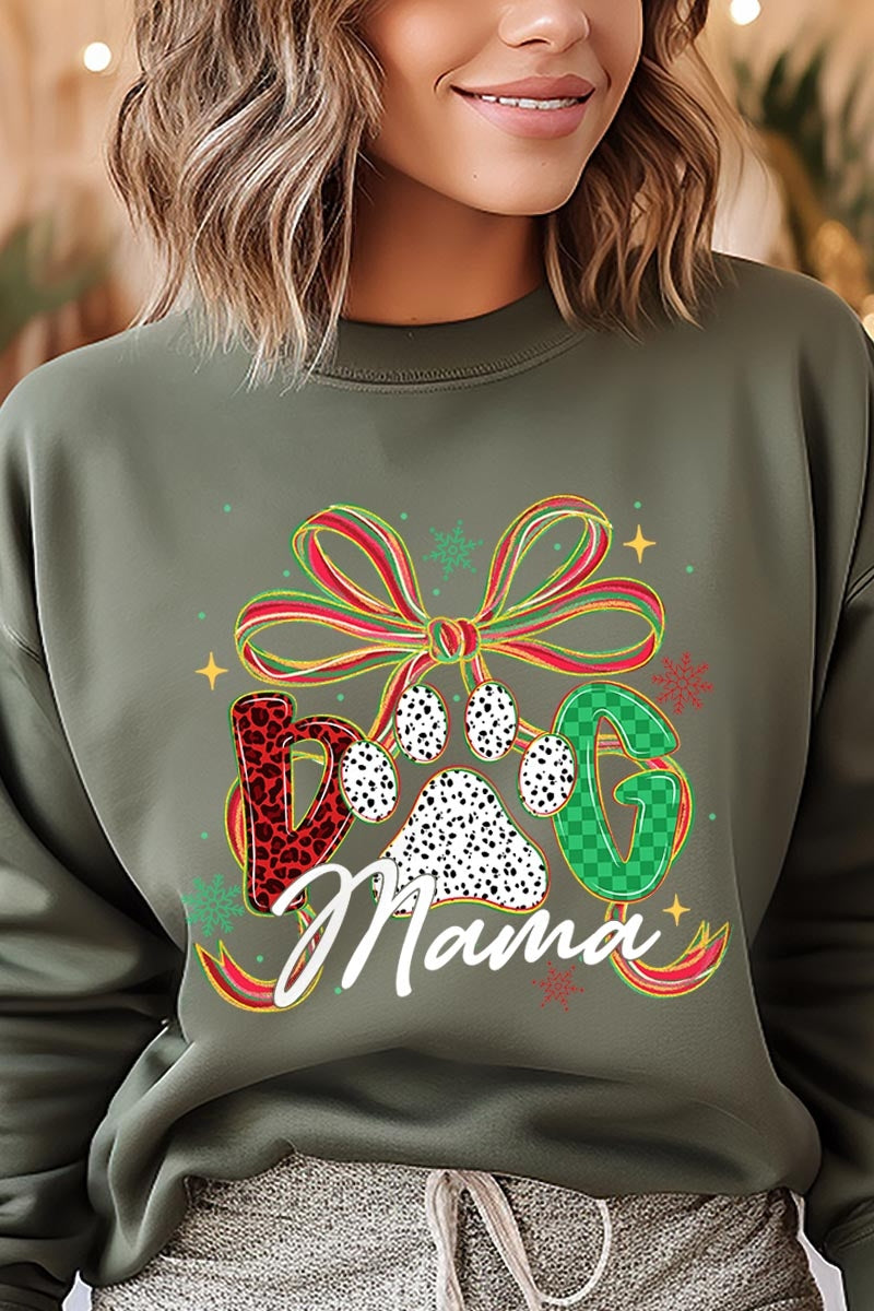 UL180-E3194 Dog Mama Christmas Paw Graphic Sweatshirt $20