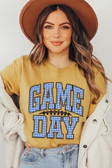US3001P-E3130 Blue Gingham Game Day Graphic Plus Tee $16
