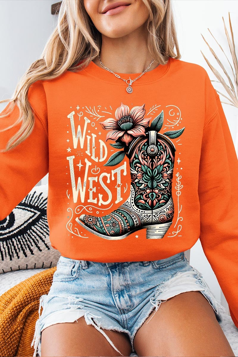 UL180P-E3100 Wild West Cowgirl Boot Graphic Plus Sweatshirt $25
