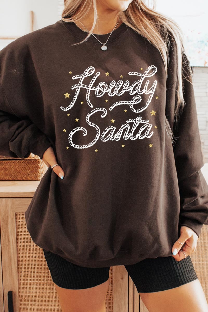 UL180-E3199 Howdy Santa Graphic Sweatshirt $20