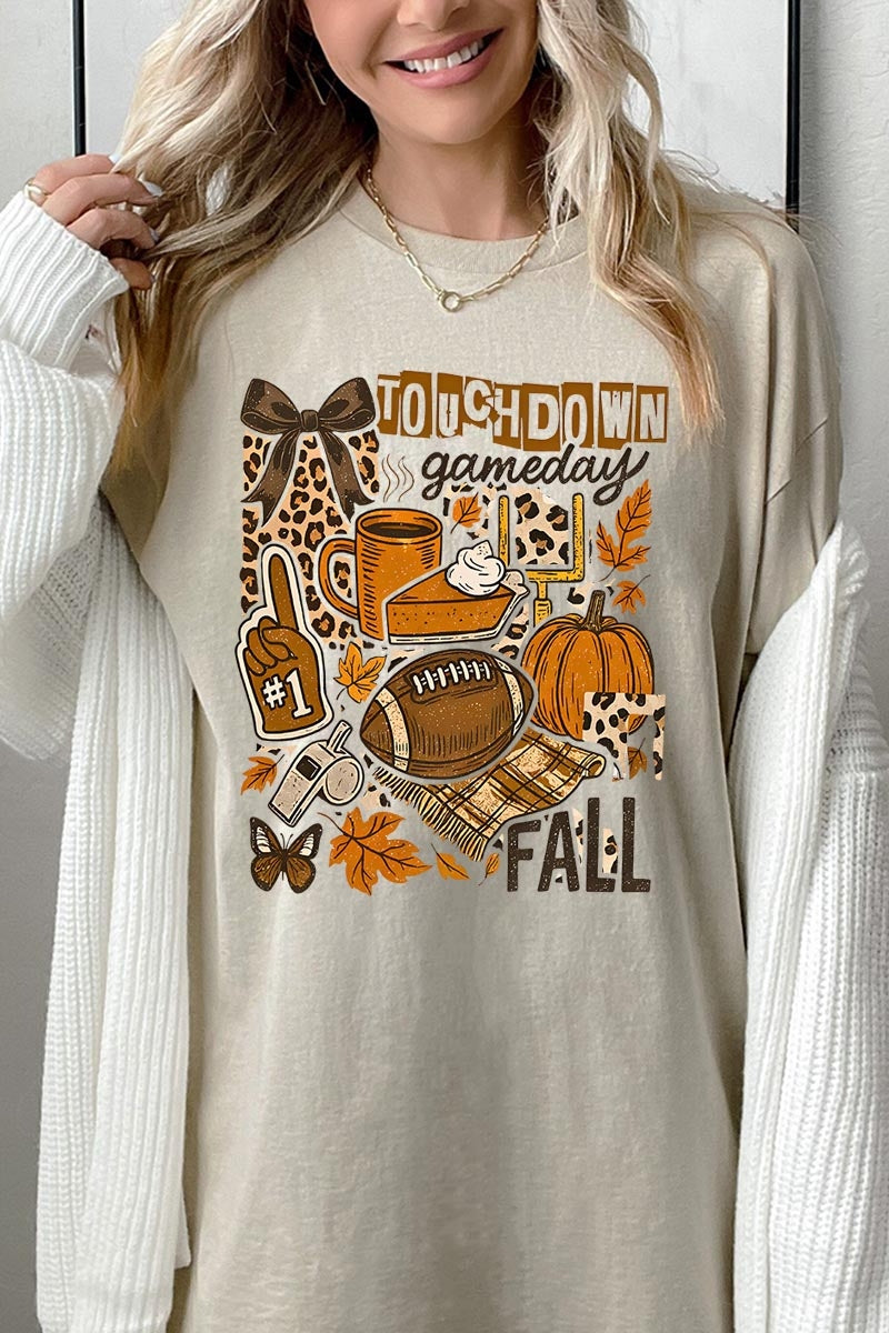 5000-E3134 Fall Football Collage Graphic Heavy Cotton Tee $9