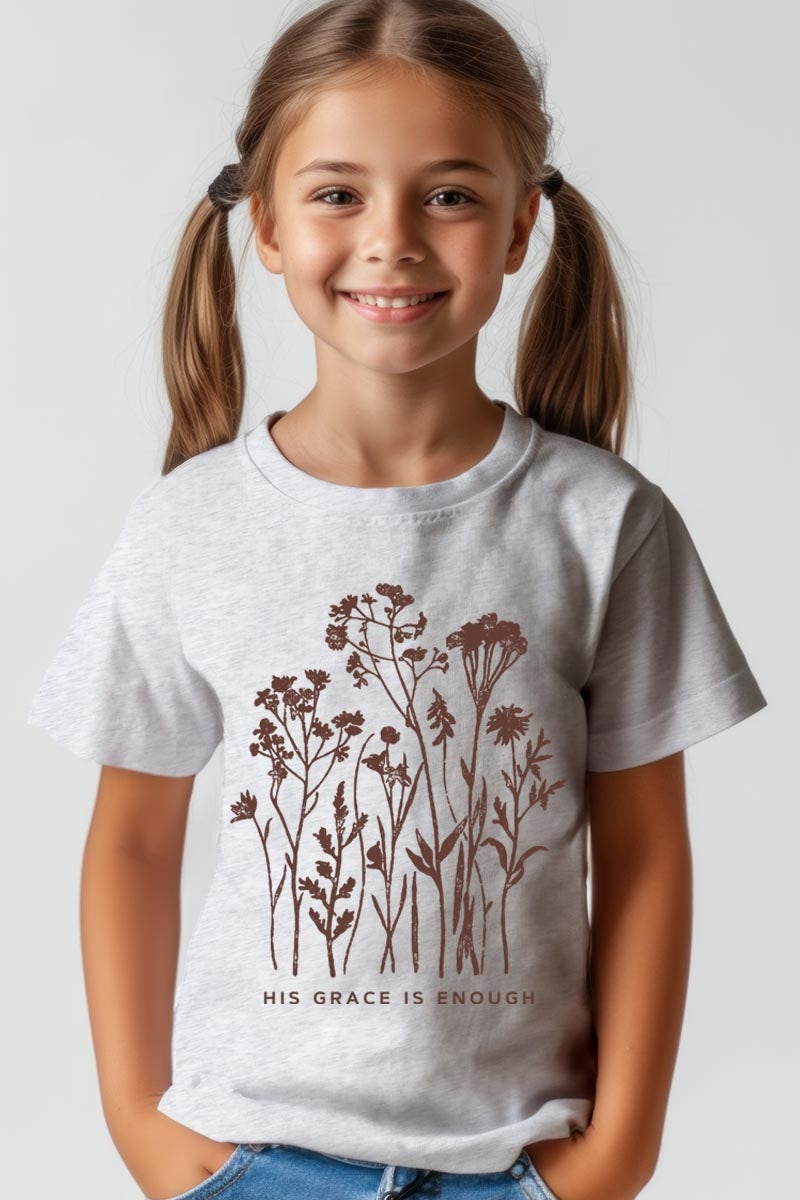 US3001Y-E3146Z Christian Wildflower Kids Graphic Tee $11