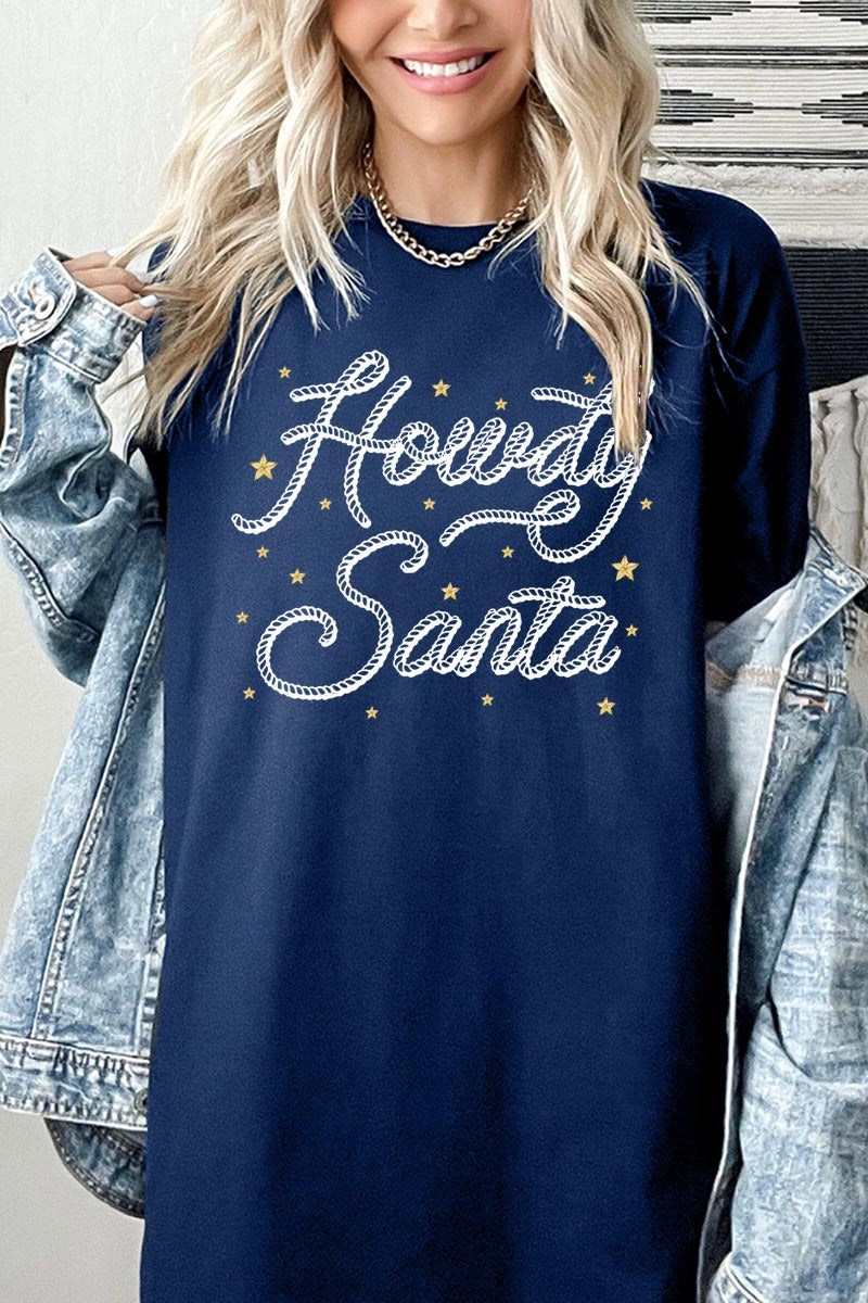 5000P-E3199 Howdy Santa Graphic Plus Heavy Cotton Tee $12.75