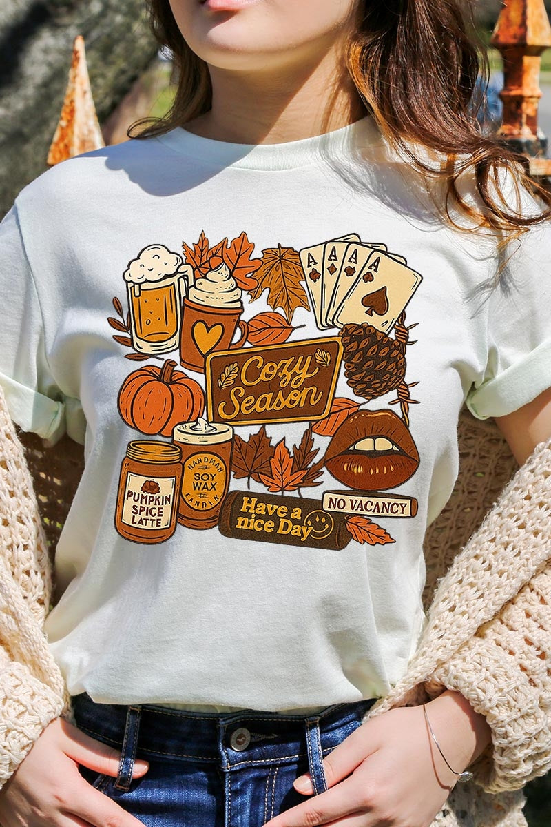 US3001P-E3119 Retro Fall Collage Graphic Plus Tee $16