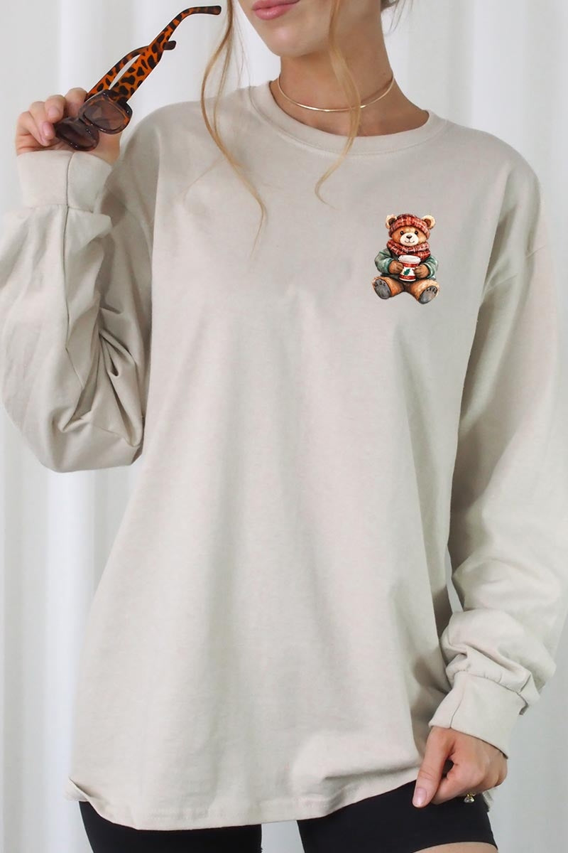 UL240P-E3175 Christmas bear Graphic Plus Long Sleeve Tee $17