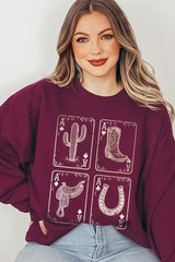 UL180-E3094 Western Cowgirl Card Graphic Sweatshirt $20