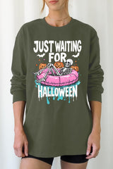 UL240-E3138 Just Waiting For Halloween Graphic Long Sleeve Tee $13.75