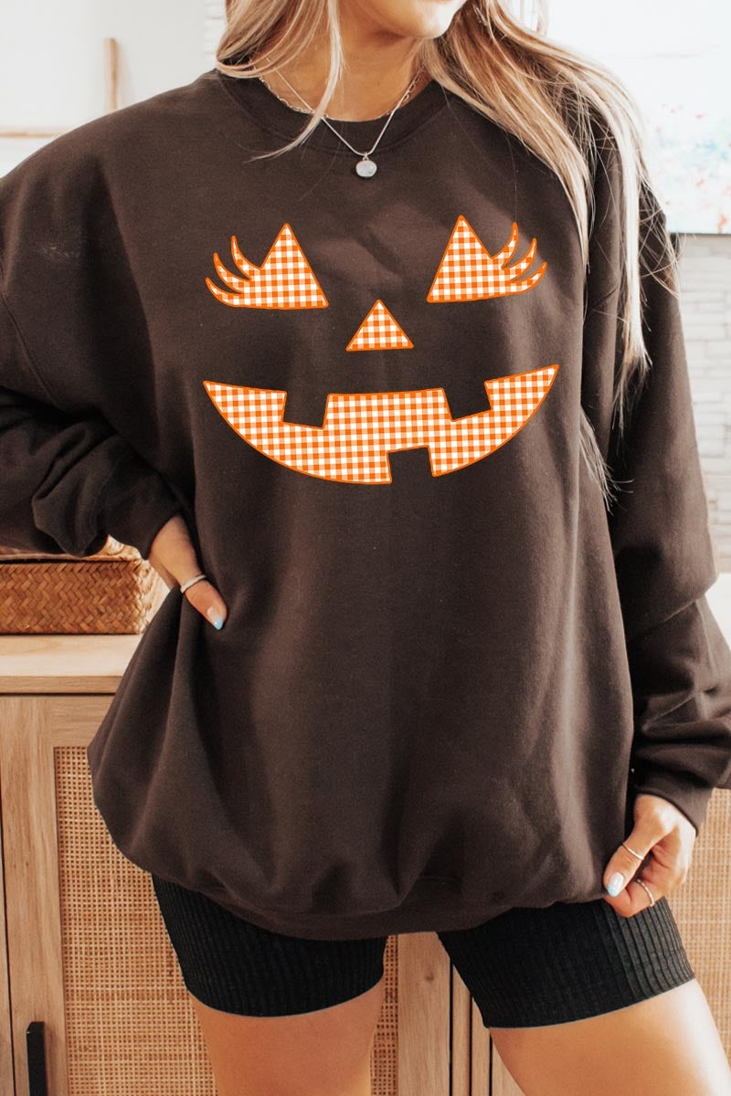 UL180P-E3148 Cute Pumpkin Halloween Graphic Plus Sweatshirt $25