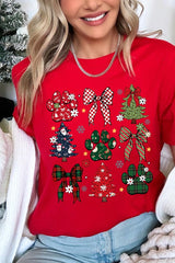 US3001P-E3195 Christmas Bow Paw Graphic Plus Tee $16