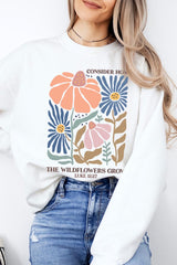 UL180-E3067 Consider the Wildflowers Graphic Sweatshirt $20
