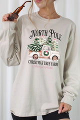 UL240-E3174 North Pole Christmas Graphic Long Sleeve Tee $13.75