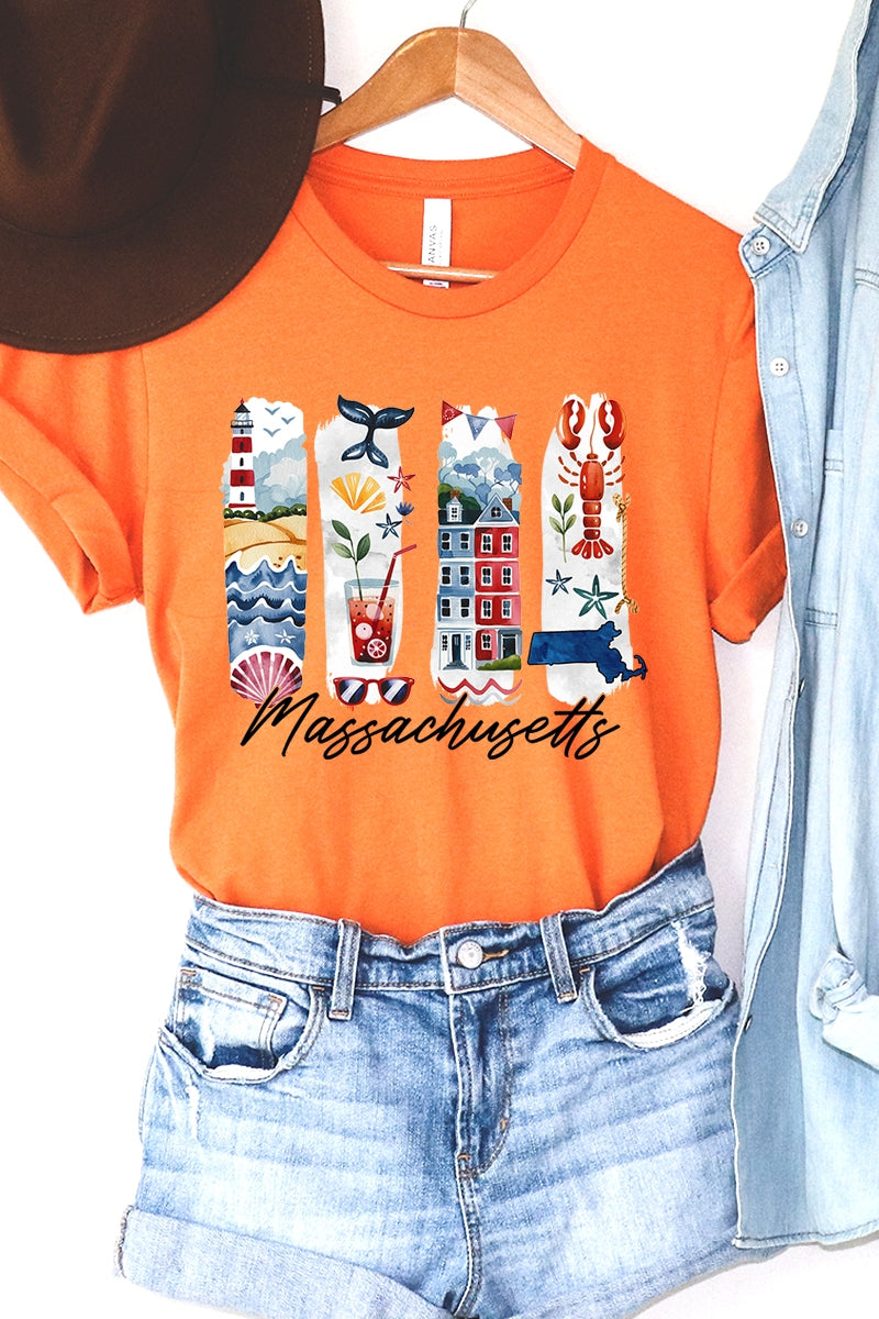 US3001P-E3061MA Massachusetts State Brushstroke Graphic Plus Tee $16