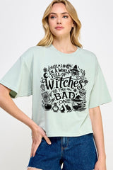CTS-E3139 In a World of Witches Graphic Relaxed Crop Top $11