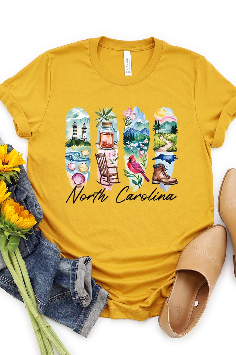 US3001-E3061NC North Carolina State Brushstroke Graphic Tee $12.5