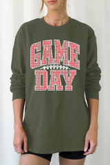 UL240P-E3126 Red Gingham Game Day Graphic Plus Long Sleeve Tee $17