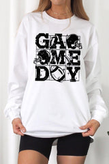UL240-E3073 Distressed Game Day Graphic Long Sleeve Tee $13.75