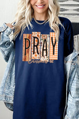 5000P-E3166 Pray Fall Christian Graphic Plus Heavy Cotton Tee $12.75