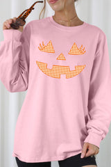UL240-E3148 Cute Pumpkin Halloween Graphic Long Sleeve Tee $13.75