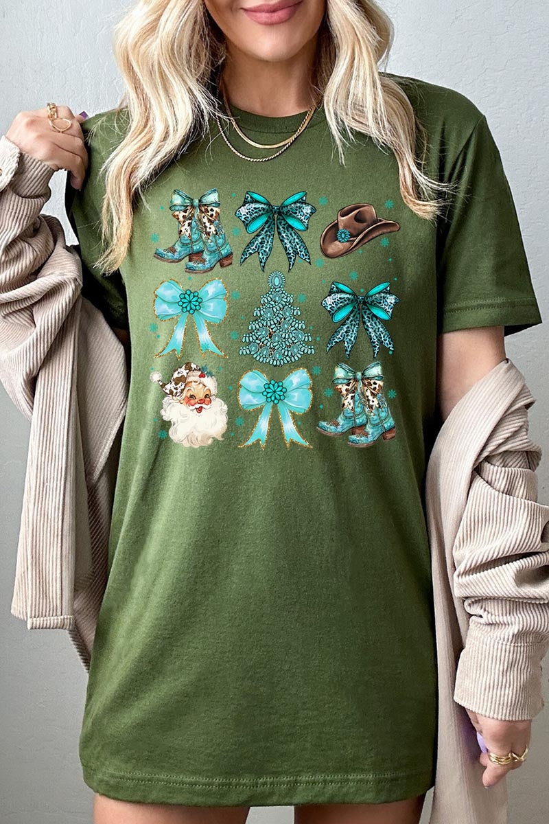 US3001-E3180 Western Christmas Graphic Tee $12.5