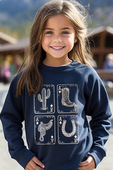 UL180B-E3094Z Western Cowgirl Card Kids Graphic Sweatshirt $20