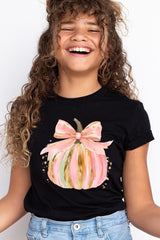US3001Y-E3083Z Brushstroke Pumpkin Kids Graphic Tee $11