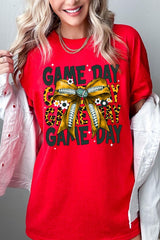 5000-E3090 Yellow Football Game Day Bow Heavy Cotton Tee $9