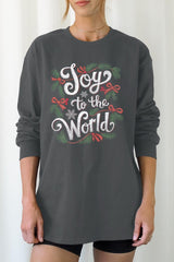 UL240-E3221 Joy to the World Christmas Graphic Long Sleeve Tee $13.75