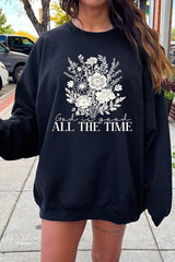 UL180P-E3116 God Is Good Floral Graphic Plus Sweatshirt $25