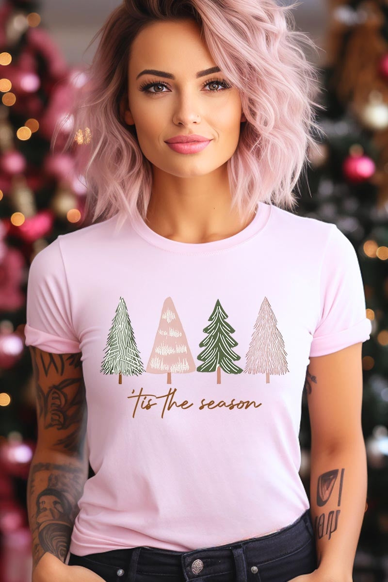 US3001-E3218 Rustic Christmas Trees Graphic Tee $12.5