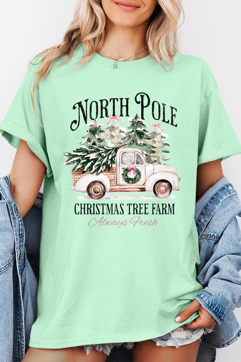 5000P-E3174 North Pole Christmas Graphic Plus Heavy Cotton Tee $12.75