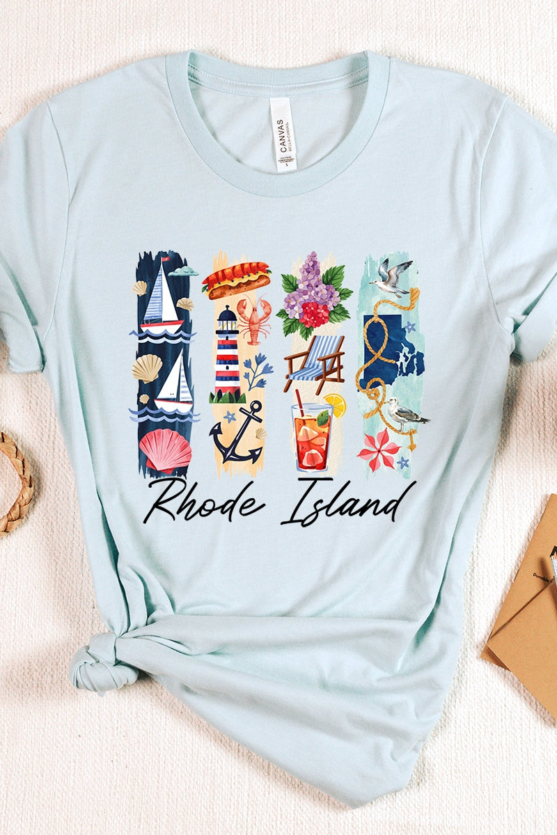 US3001-E3061RI Rhode Island State Brushstroke Graphic Tee $12.5