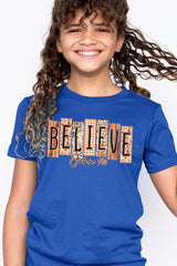 US3001Y-E3167Z Believe Fall Christian Kids Graphic Tee $11