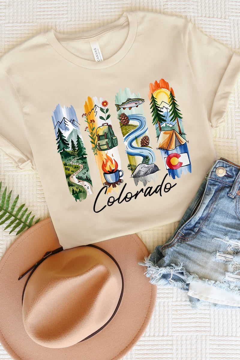 US3001-E3061CO Colorado State Brushstroke Graphic Tee $12.5